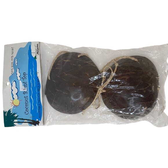 Coconut Shell Bikini Top Rope Ties One Size Beachwear Halloween Mermaid - Picture 1 of 2
